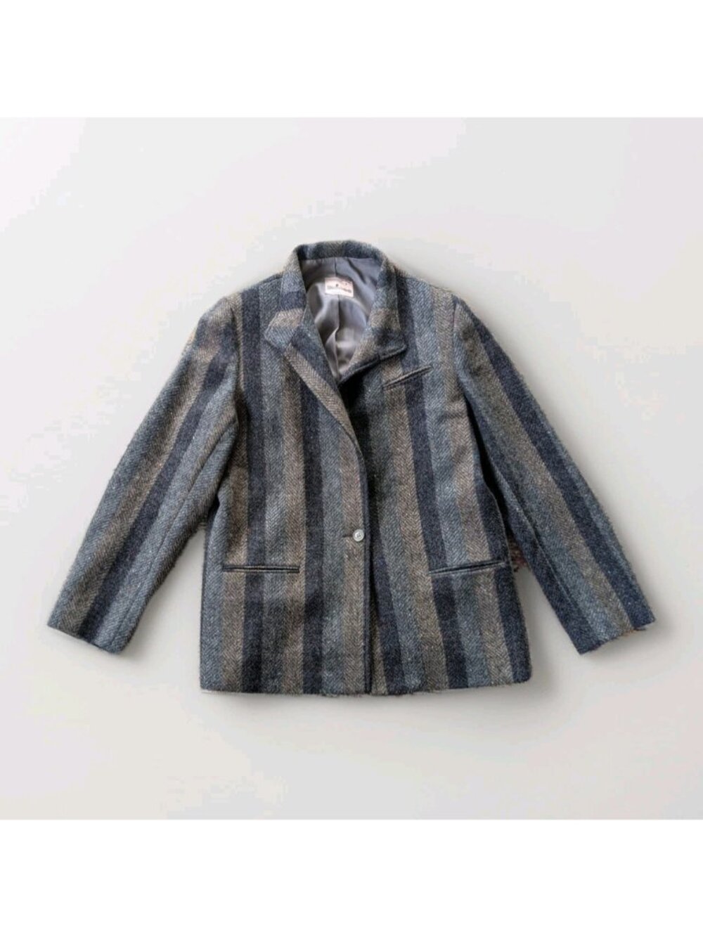 Vintage Bianca Wool Jacket Size 14 Flecked Tweed Striped Made in Canada Donegal